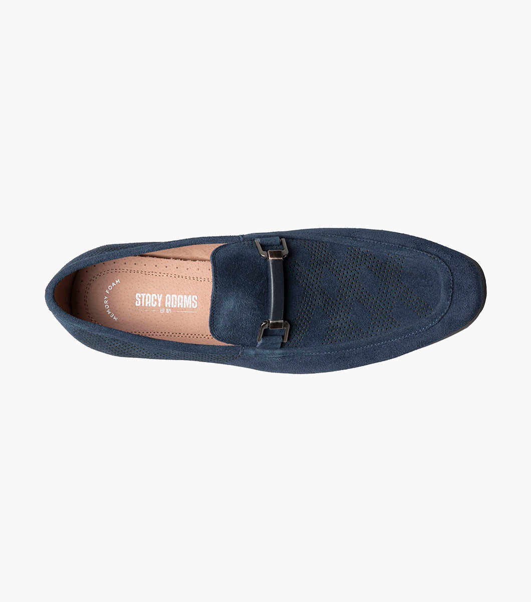 Stacy Adams Wydell 25588-410 Moc Toe Bit Slip On Navy