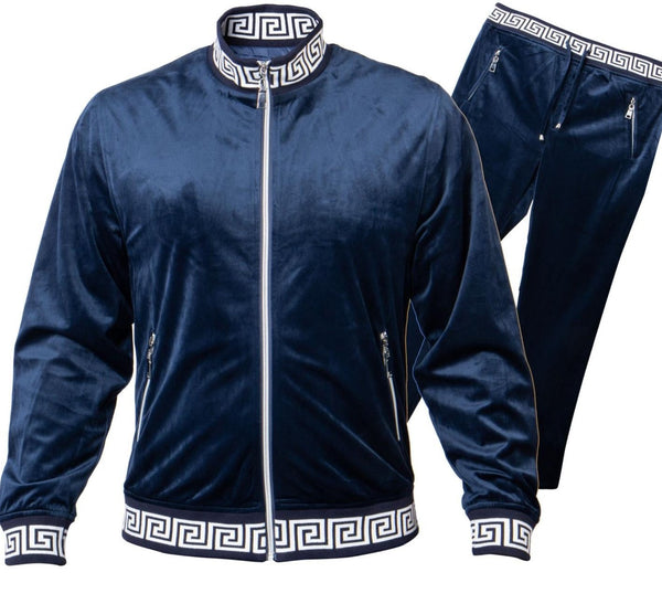 Prestige JGS-120 Jogger Set Full Zip Velour Navy/White