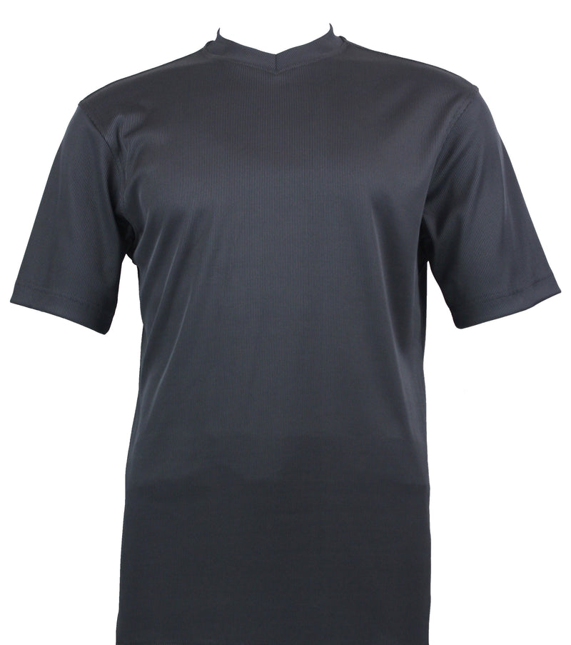 Log-In By Bassiri 218 knit Short Sleeve Mock Neck Charcoal