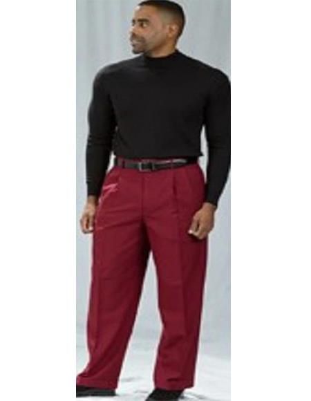 Pacelli Drius 810006 Pleated Wide Leg Pants Burgundy