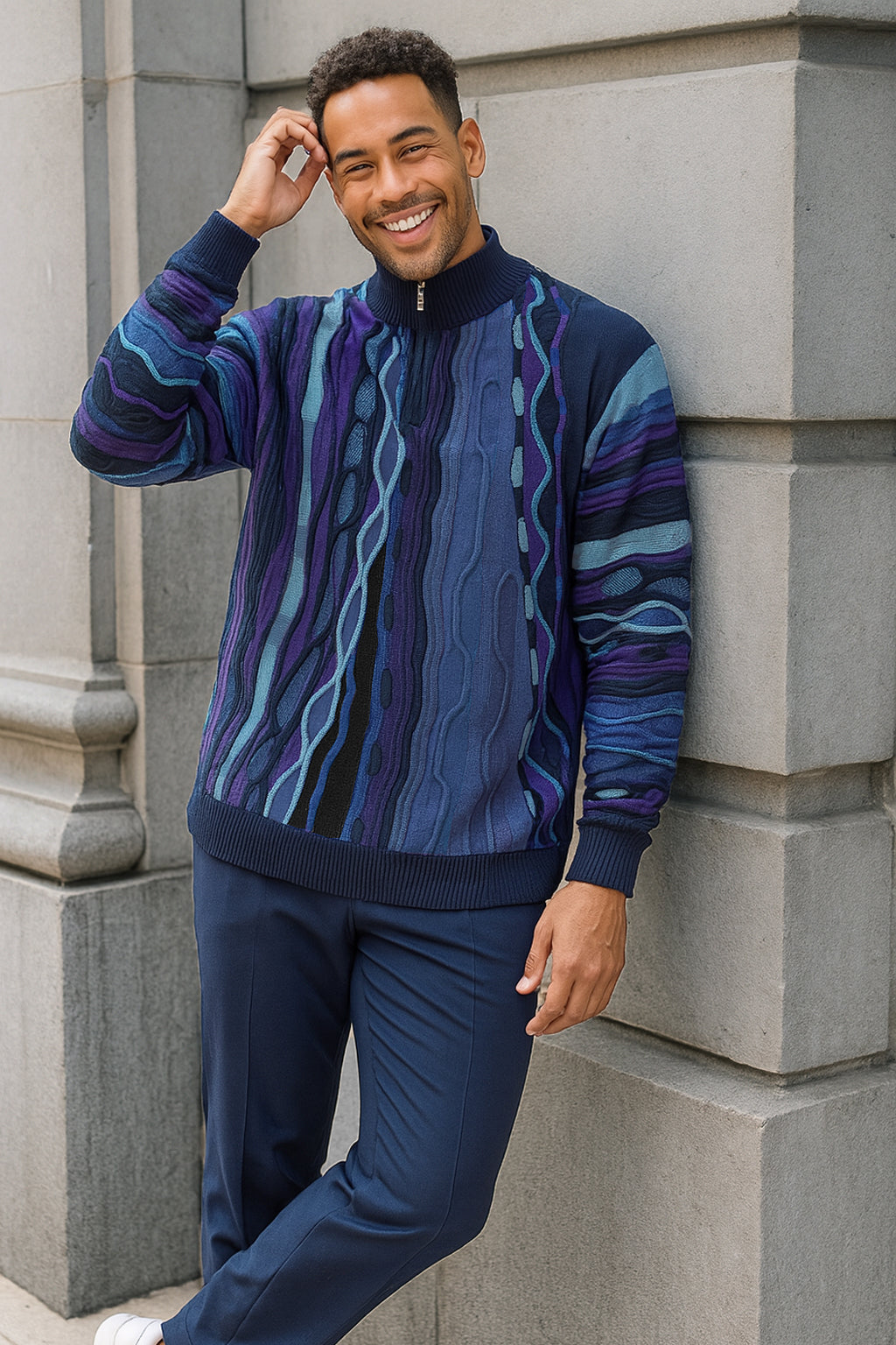 Stacy Adams 14008 Pull Over Sweater Navy