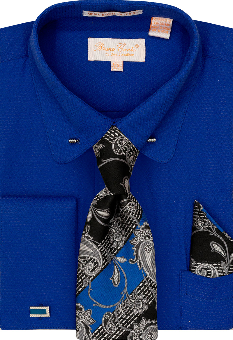 Bruno Contee 1166 Shirt Tie Set Royal