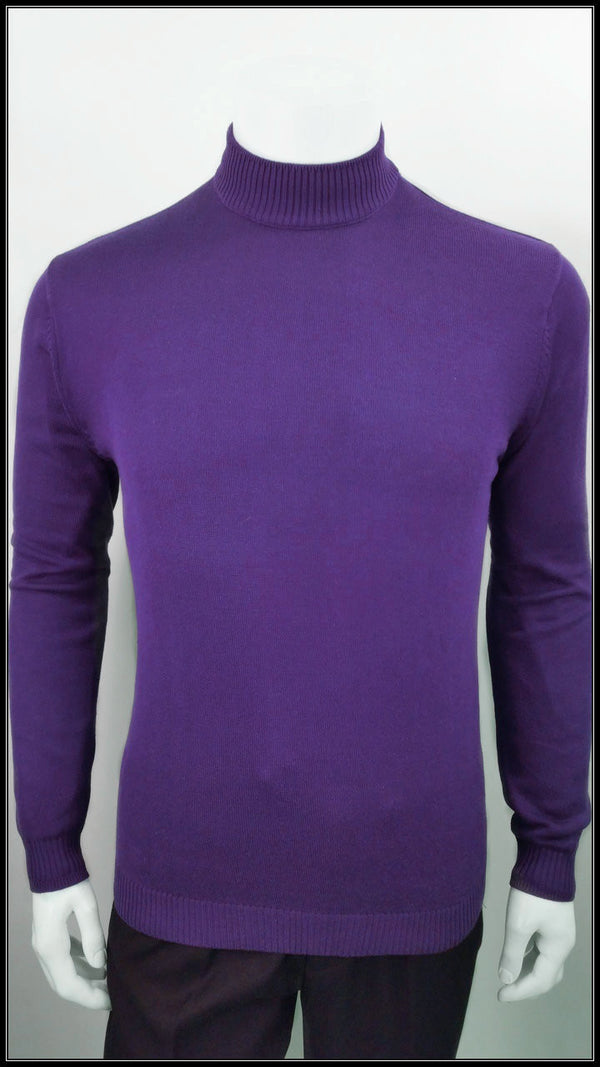 Lavane' 501M L/S Slim Fit Mock Neck Purple