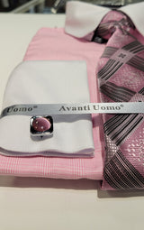 Avanti Uomo DN131M Matching Shirt & Tie Set Pink
