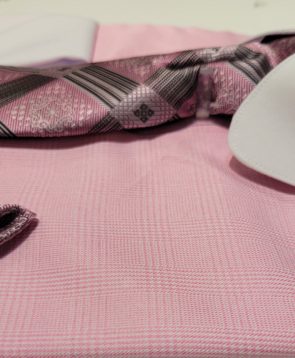 Avanti Uomo DN131M Matching Shirt & Tie Set Pink