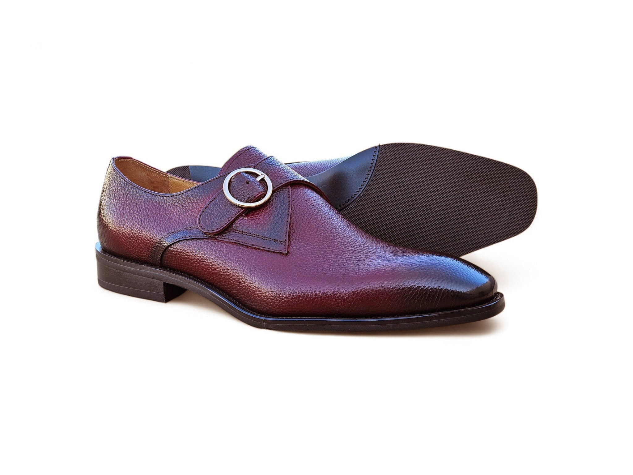 Single Monk Strap Plain Toe Shoes