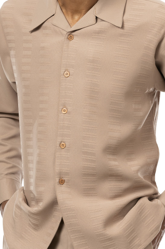Montique 2391 Long Sleeve Two Piece Set Tan