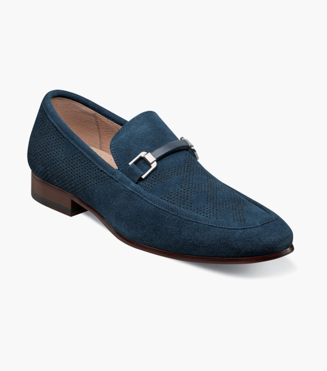 Stacy Adams Wydell 25588-410 Moc Toe Bit Slip On Navy