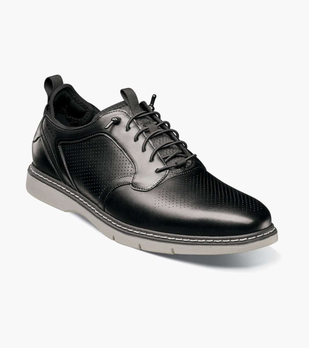 Stacy Adams Sync 25662-001 Plain Toe Elastic Lace Up Black