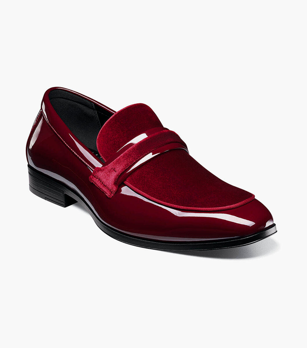 Stacy Adams 25686-601 Spratley Moc Toe Saddle Slip On Burundy