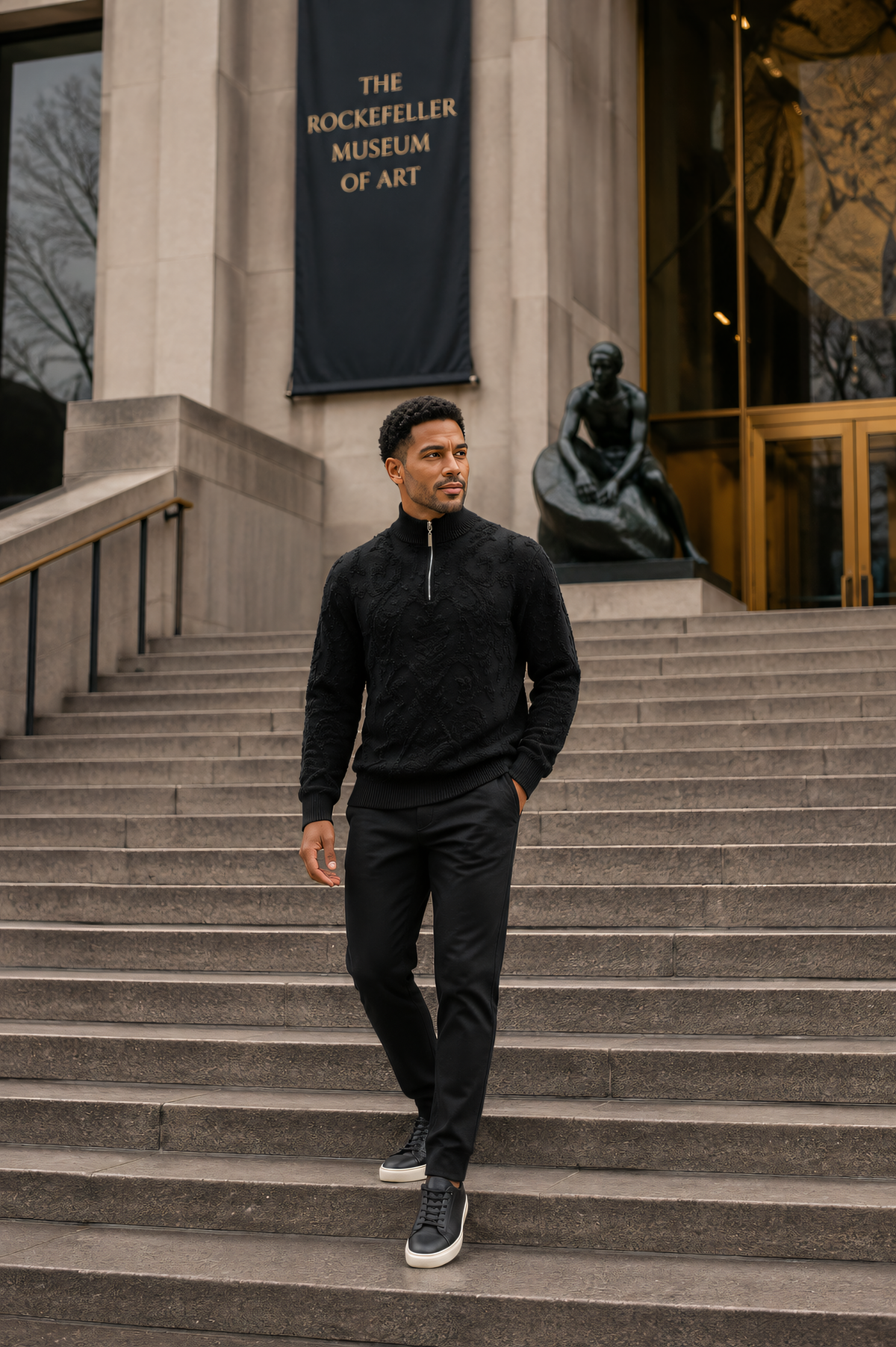 Stacy Adams 32010 Mock Neck Sweater Black