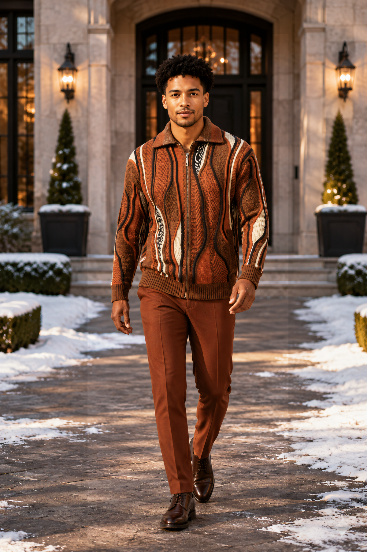 Stacy Adams 32015 Wool Blend Sweater - Rust