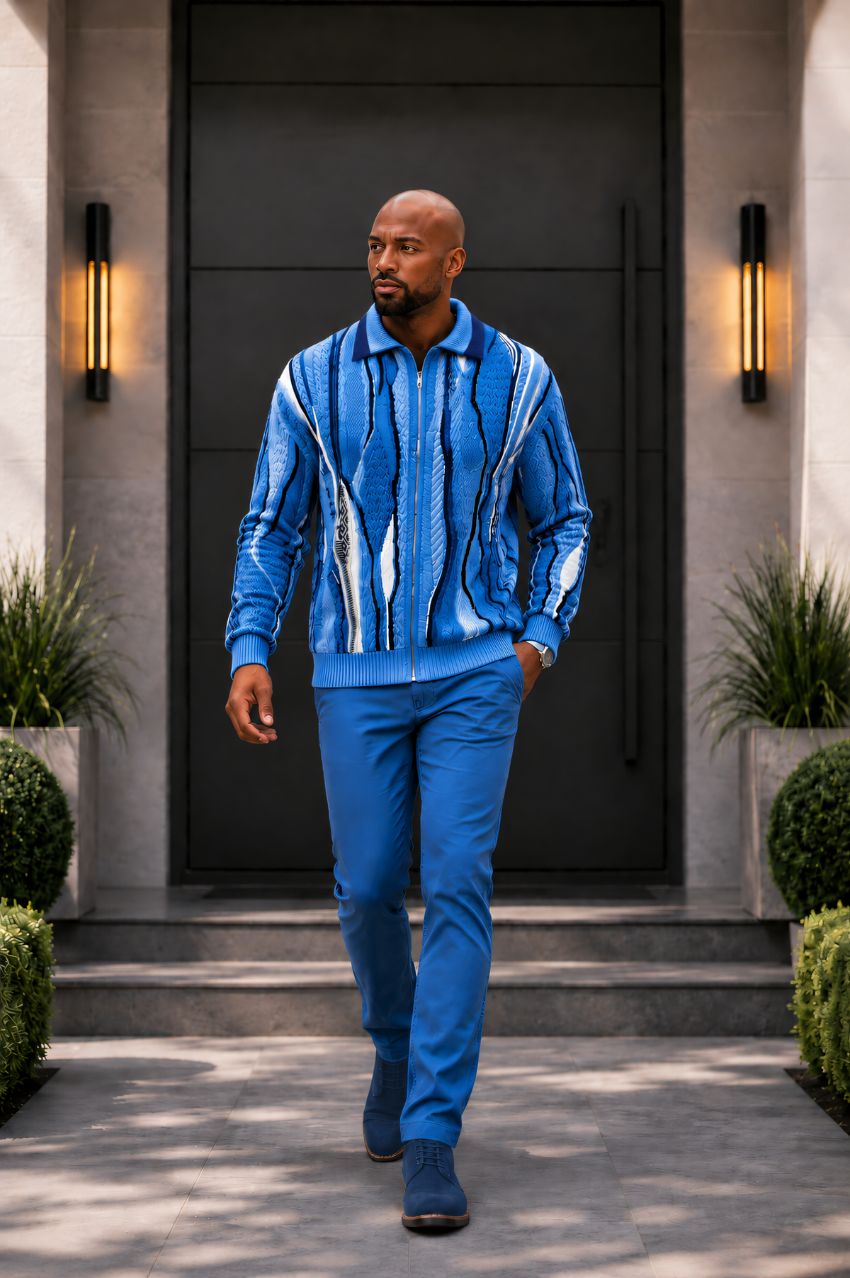 Stacy Adams 32015 Wool Blend Sweater - Blue
