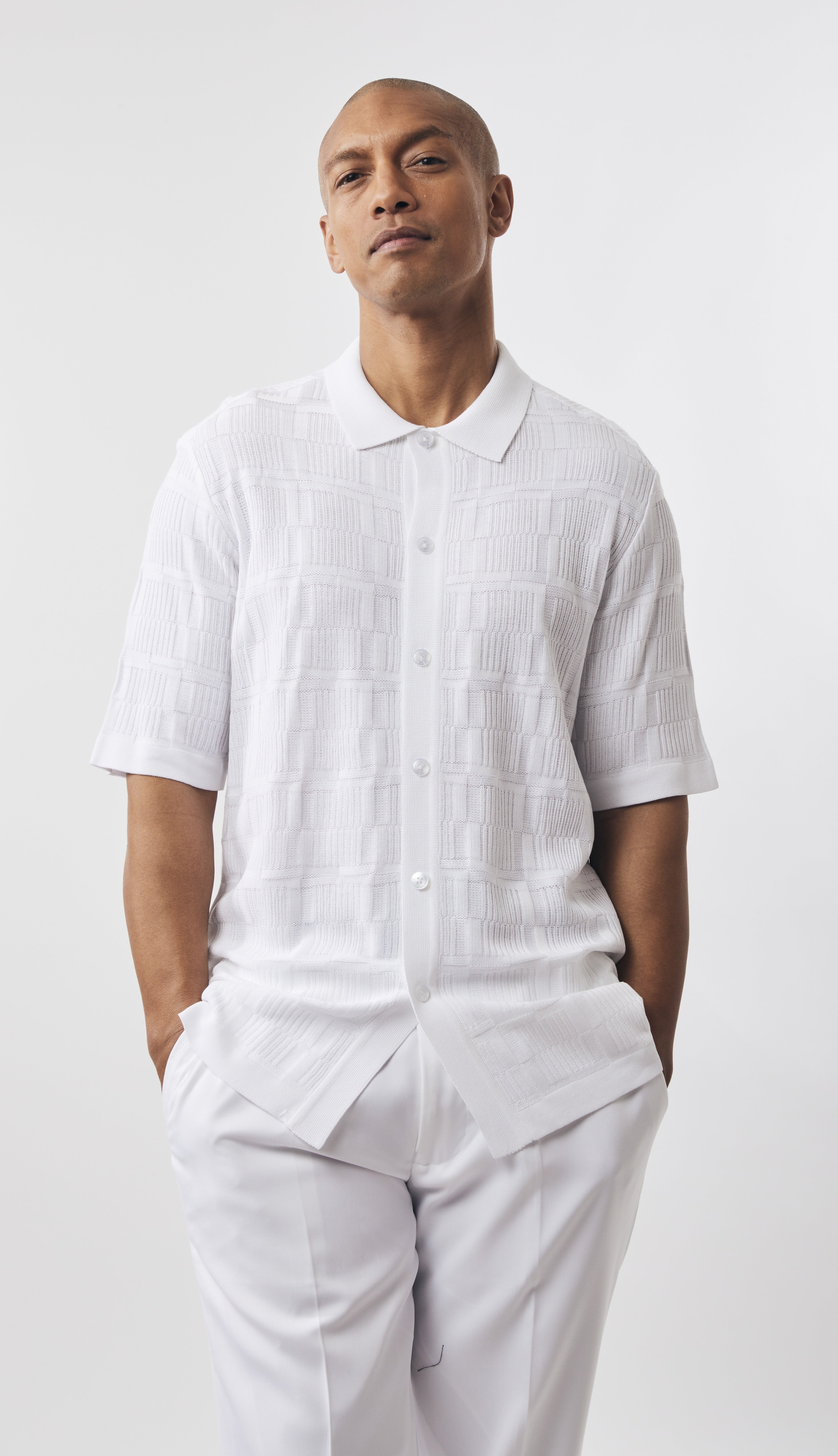 Stacy Adams 71010 Short Sleeve Knit White