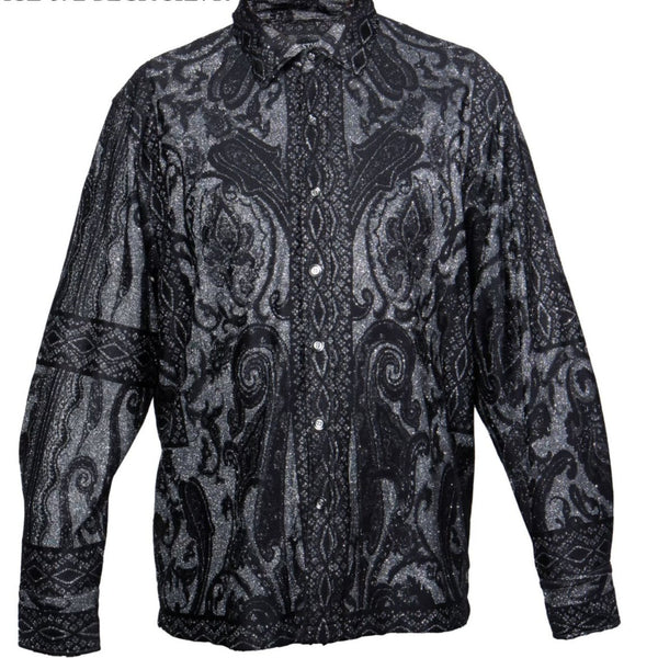 Prestige LACE-592 Long Sleeve Lace Shirt Black/Silver