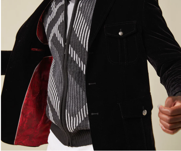Inserch BL-569 Velvet Military Jacket Black