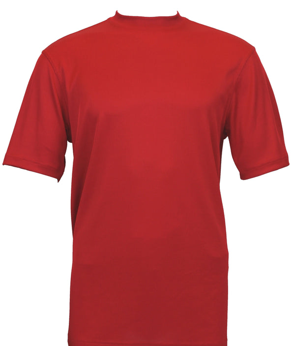 Log-In By Bassiri 218 knit Short Sleeve Mock Neck Red