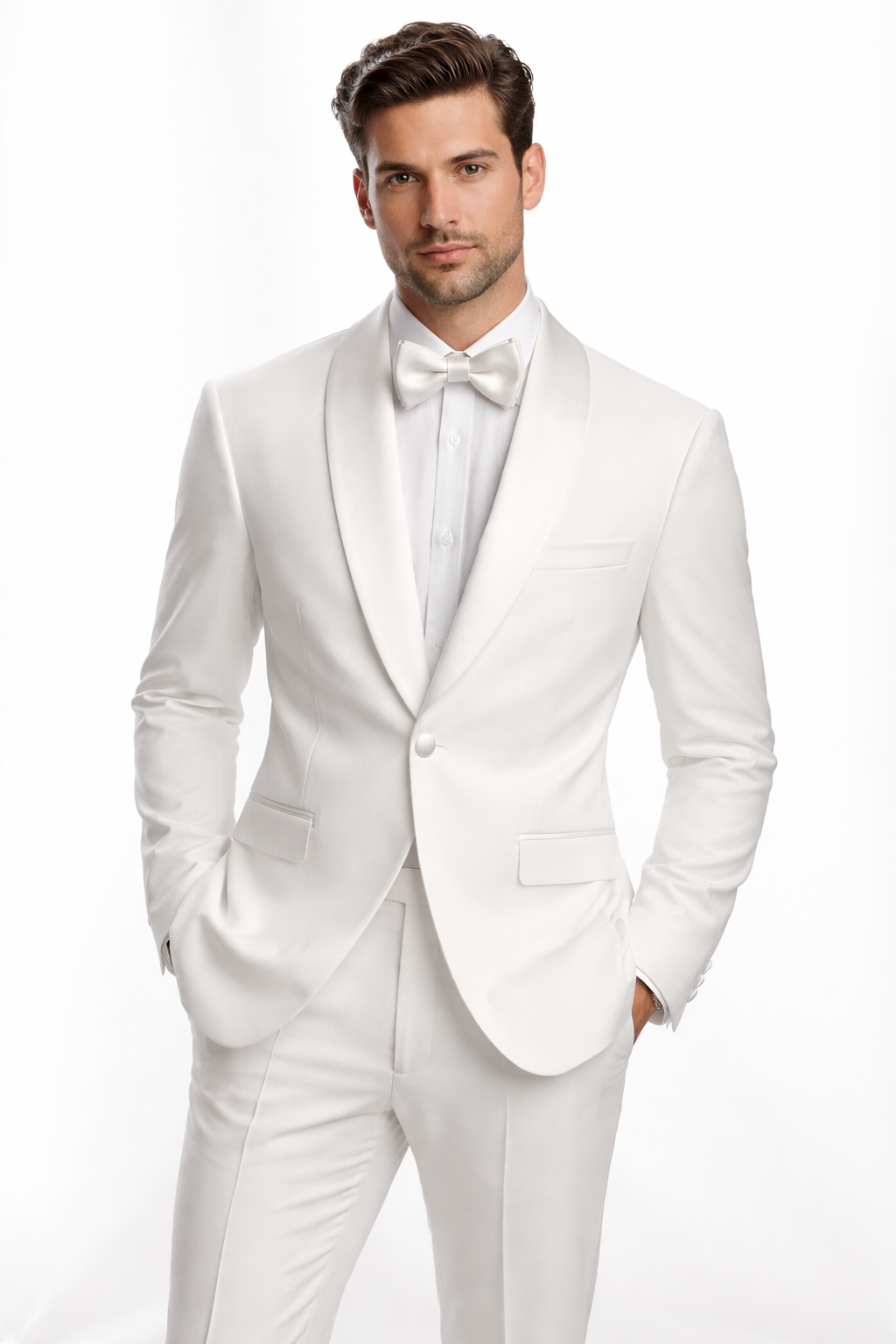 Zacchi Arturo 4-Way Stretch Tuexdo Jacket White