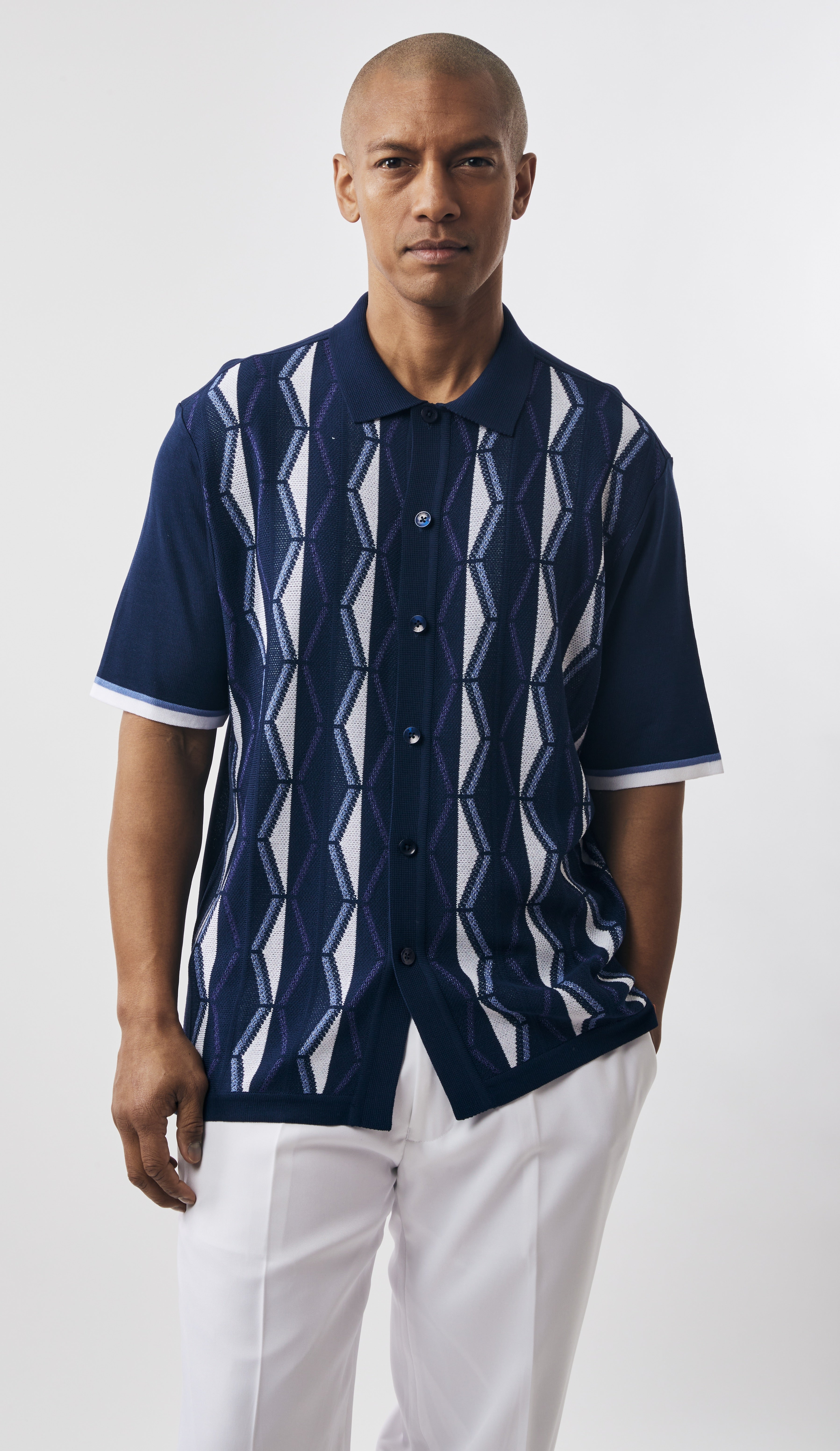 Stacy Adams 71027 Short Sleeve Knit Navy