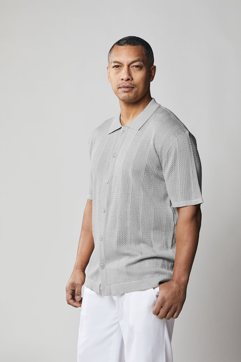 SilverSilk 91040  Short Sleeve Knit Grey