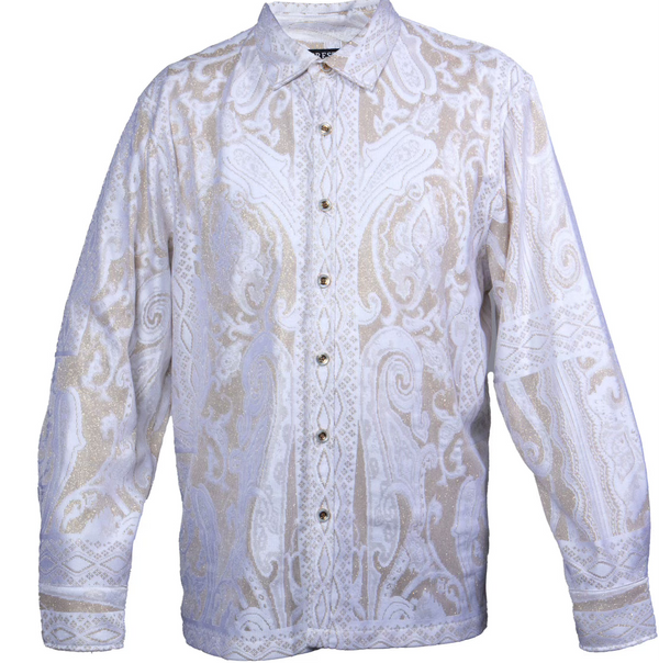 Prestige LACE-592 Long Sleeve Lace Shirt White/Gold