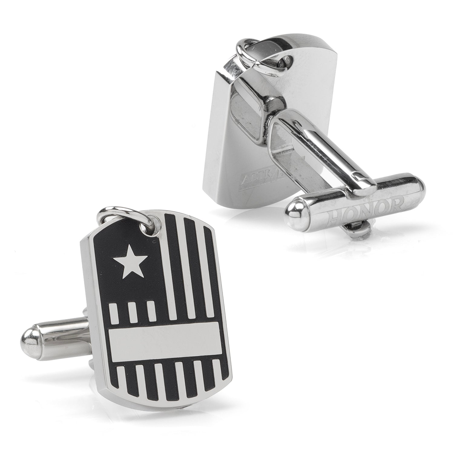 Antique Silver Military Tag Cufflinks
