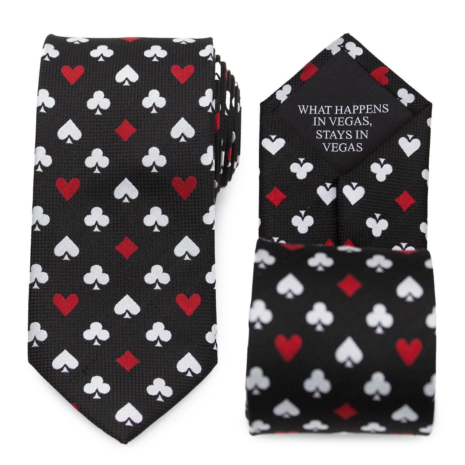 Card Suits Vegas Hidden Message Black Men's Tie