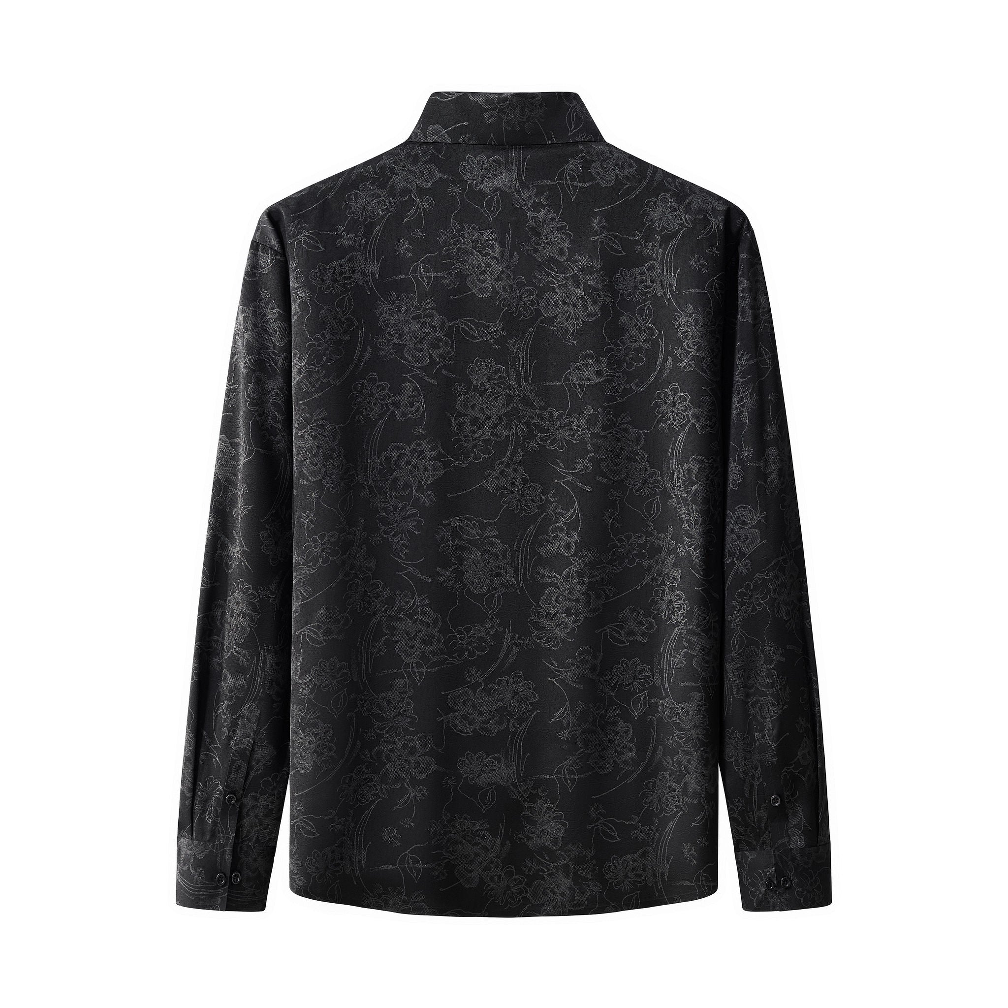 Eminence Floral Jacquard Stitchless LS Shirt BLACK