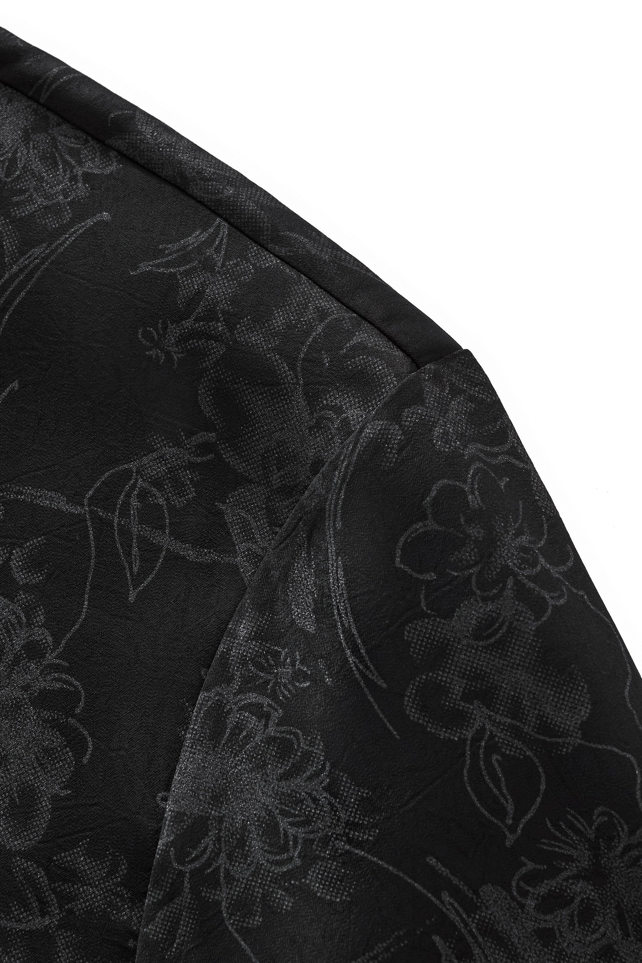 Eminence Floral Jacquard Stitchless LS Shirt BLACK