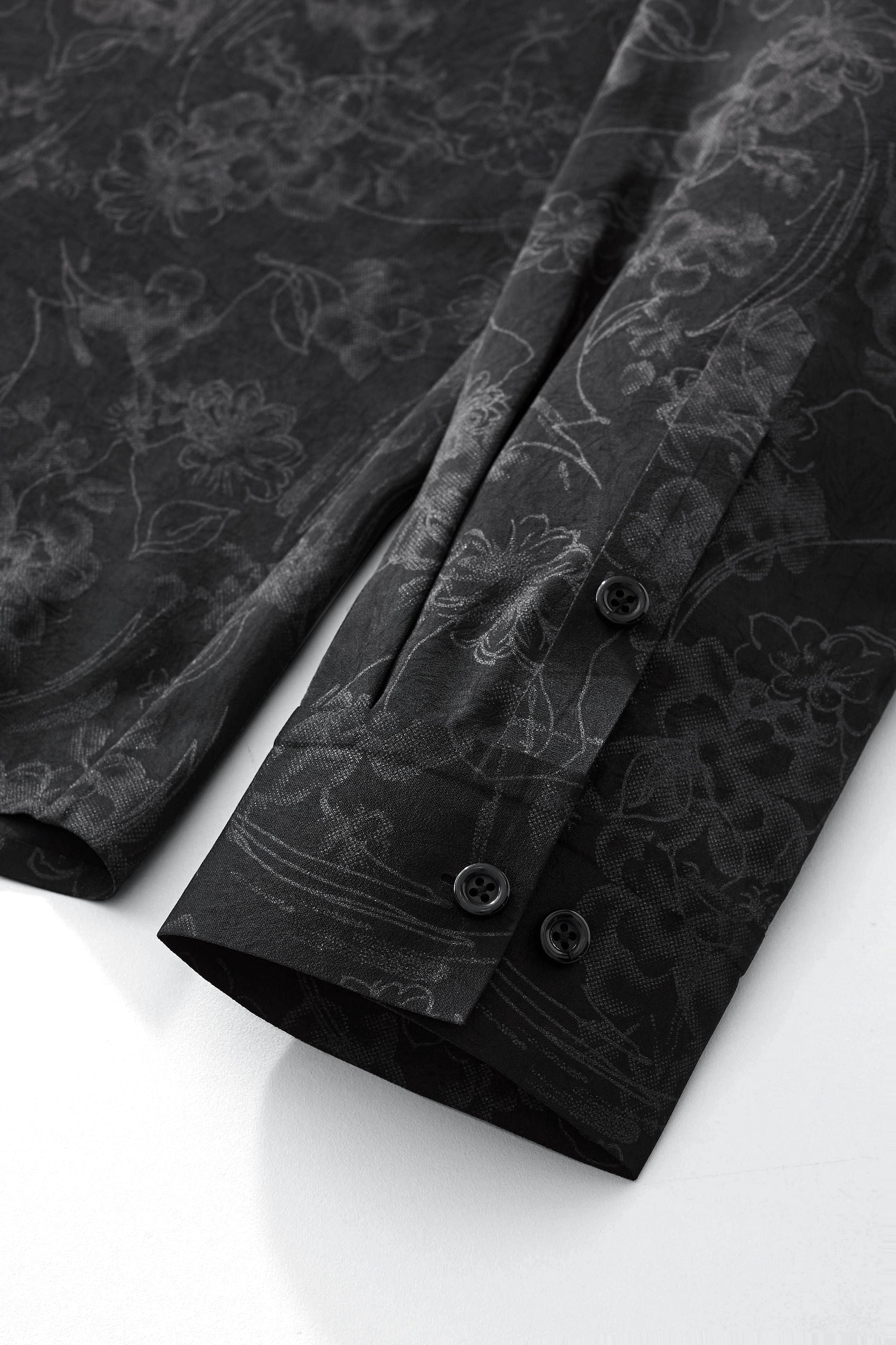 Eminence Floral Jacquard Stitchless LS Shirt BLACK