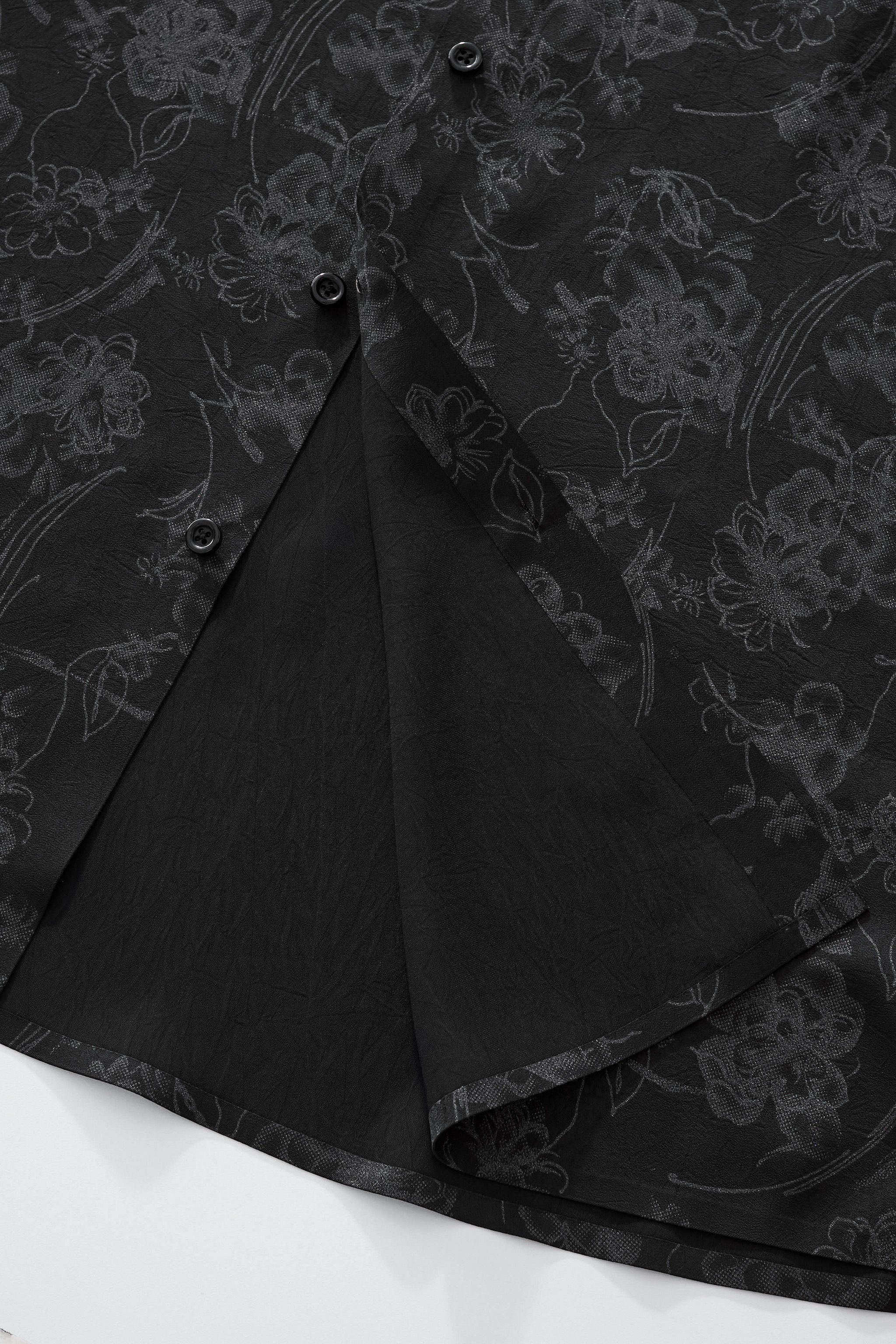 Eminence Floral Jacquard Stitchless LS Shirt BLACK