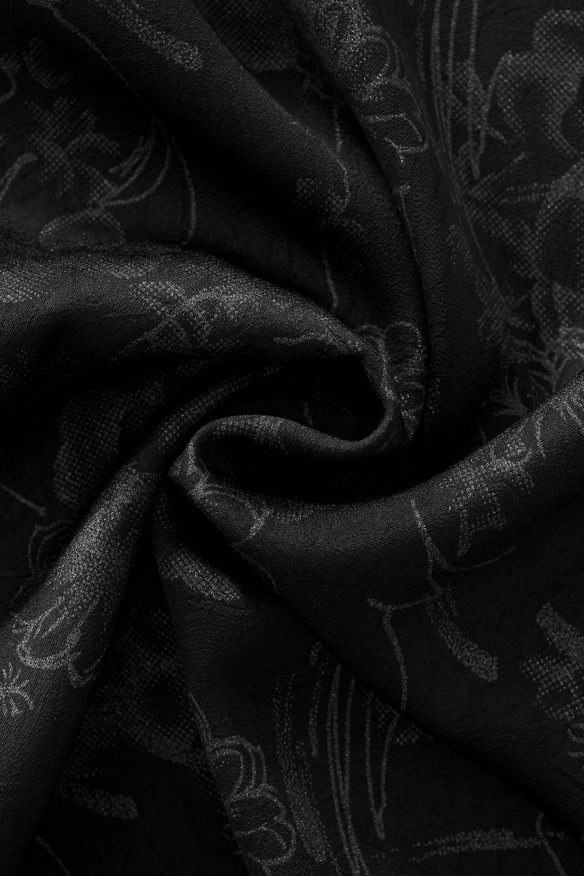 Eminence Floral Jacquard Stitchless LS Shirt BLACK