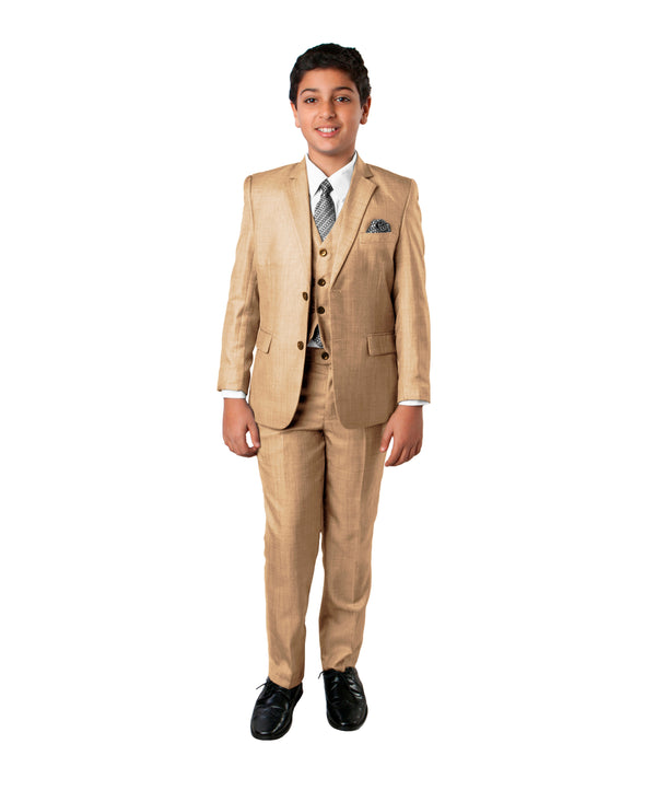 Tazzio Modern Fit Boys Suit 5pc Set, Wheat