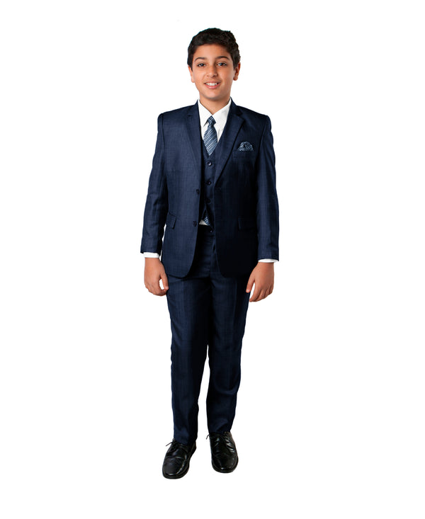 Tazzio Modern Fit Boys Suit 5pc Set, Steel Navy