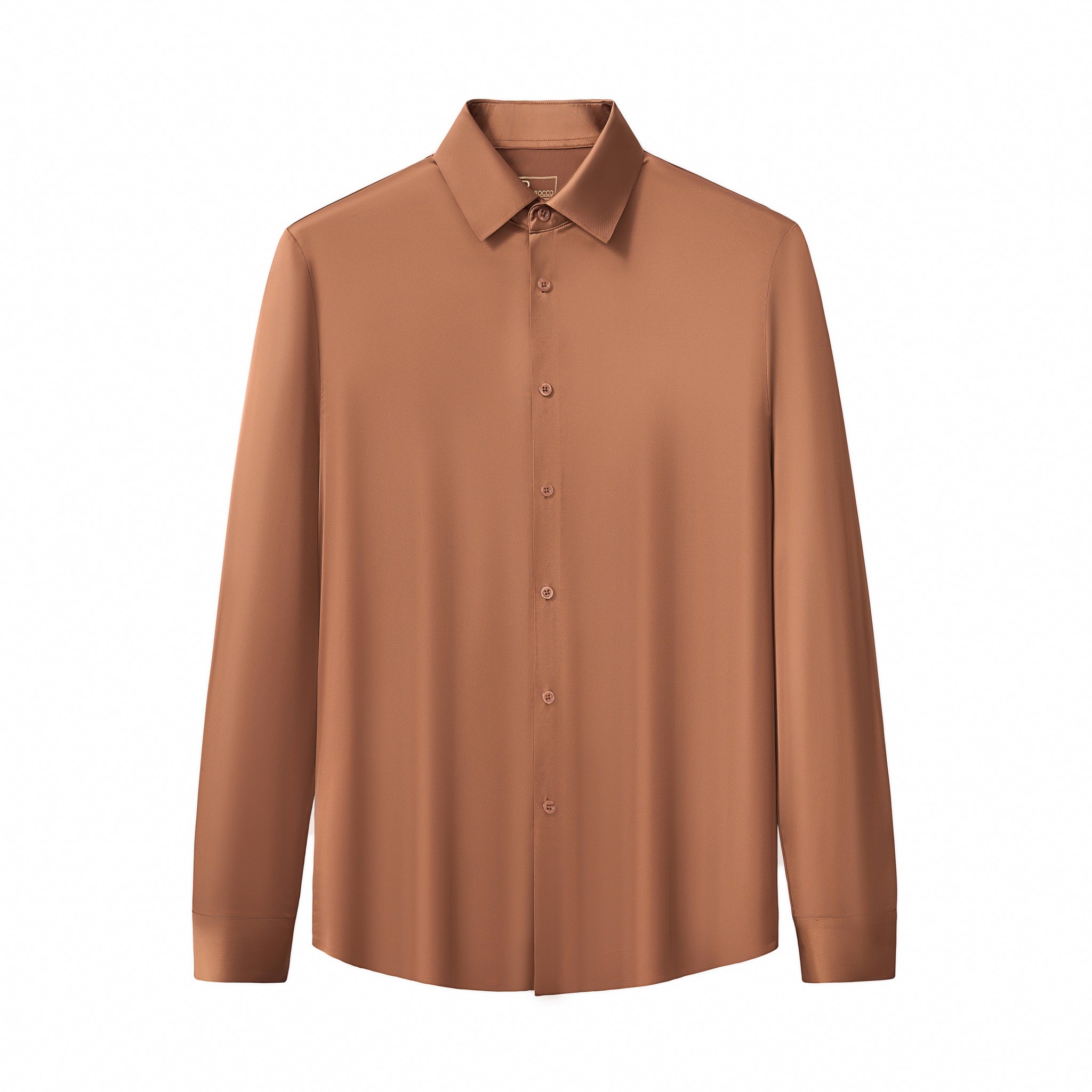SIGNITURE SATIN STITCHLESS LS Shirt COFFEE