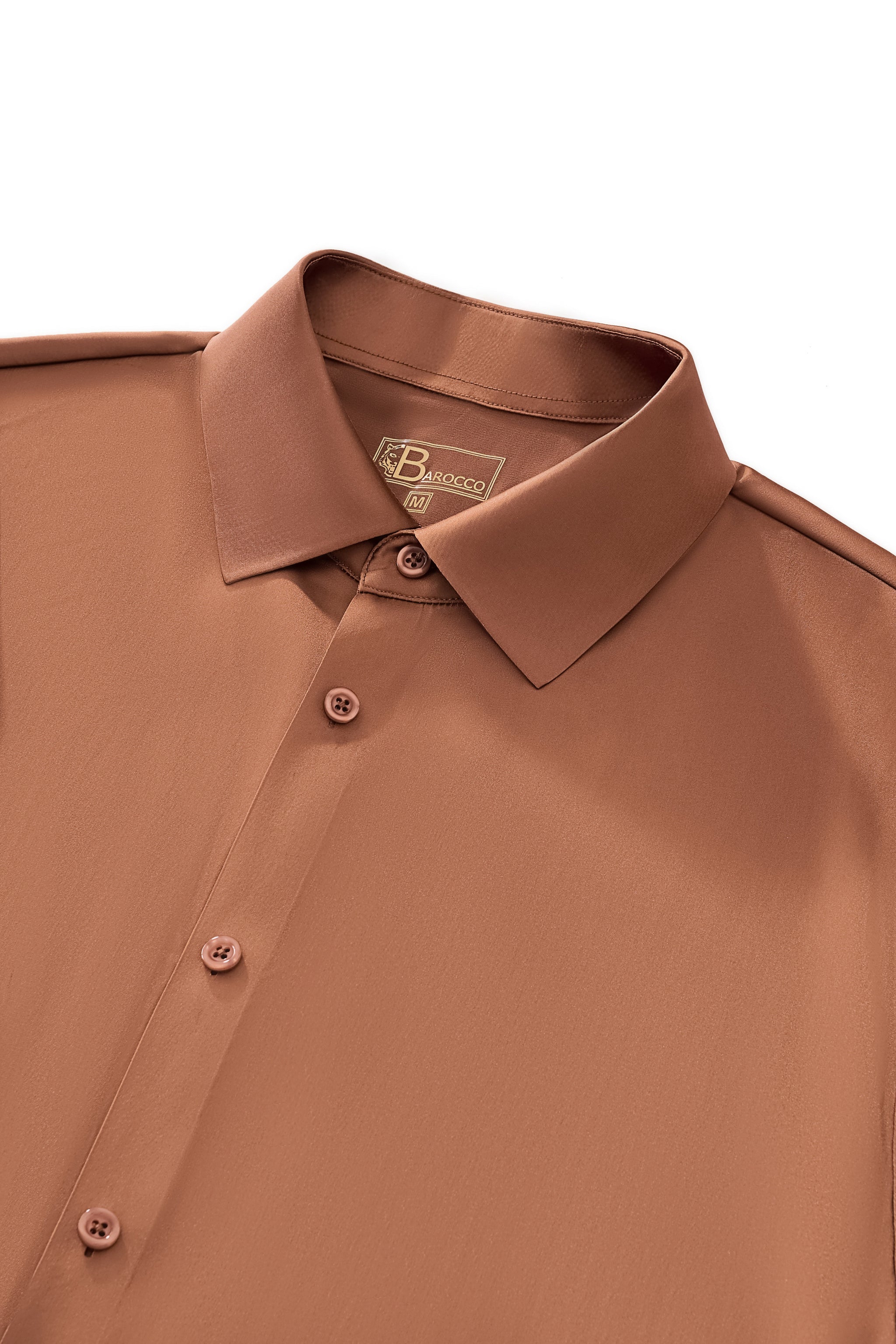 SIGNITURE SATIN STITCHLESS LS Shirt COFFEE