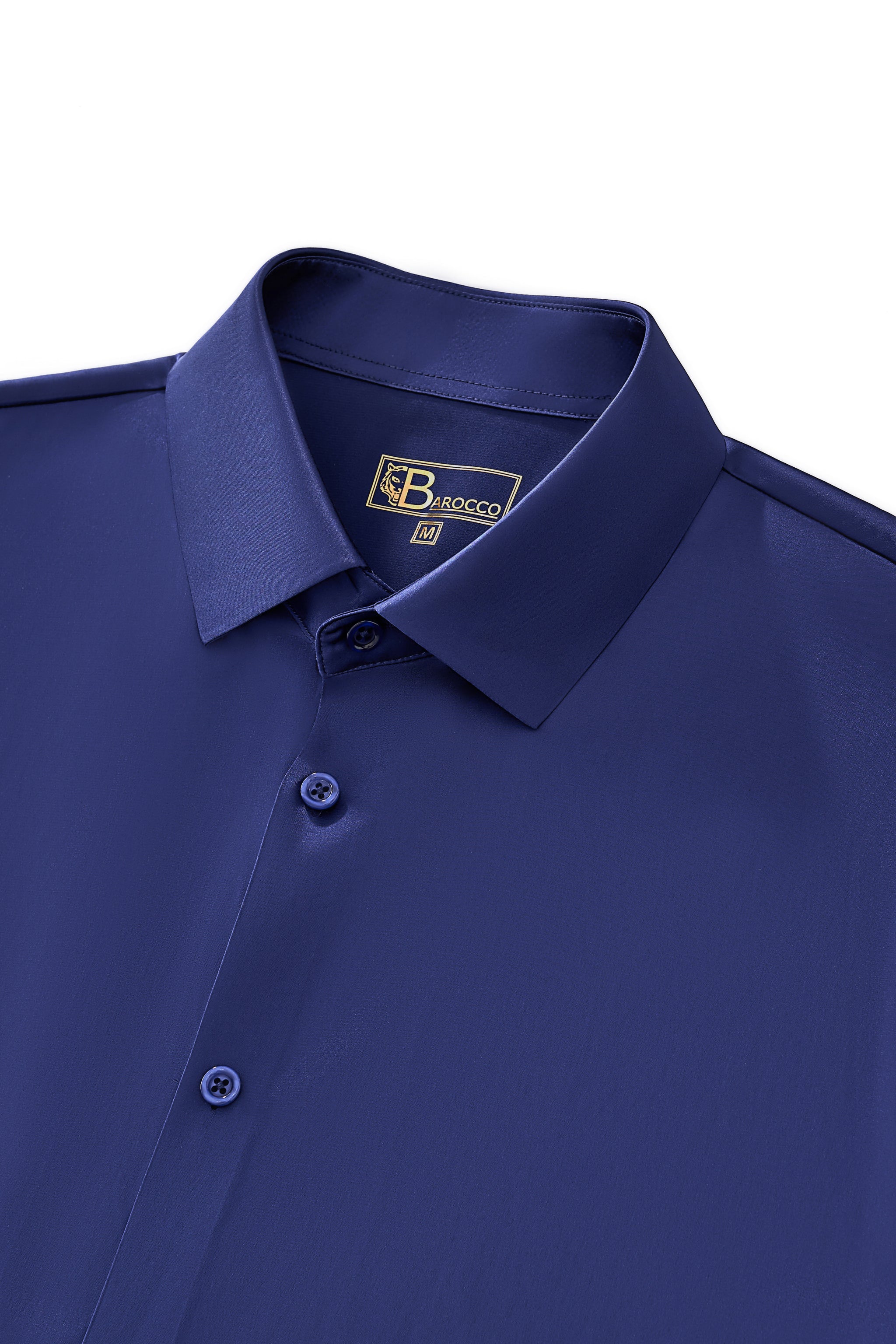 SIGNITURE SATIN STITCHLESS LS Shirt NAVY