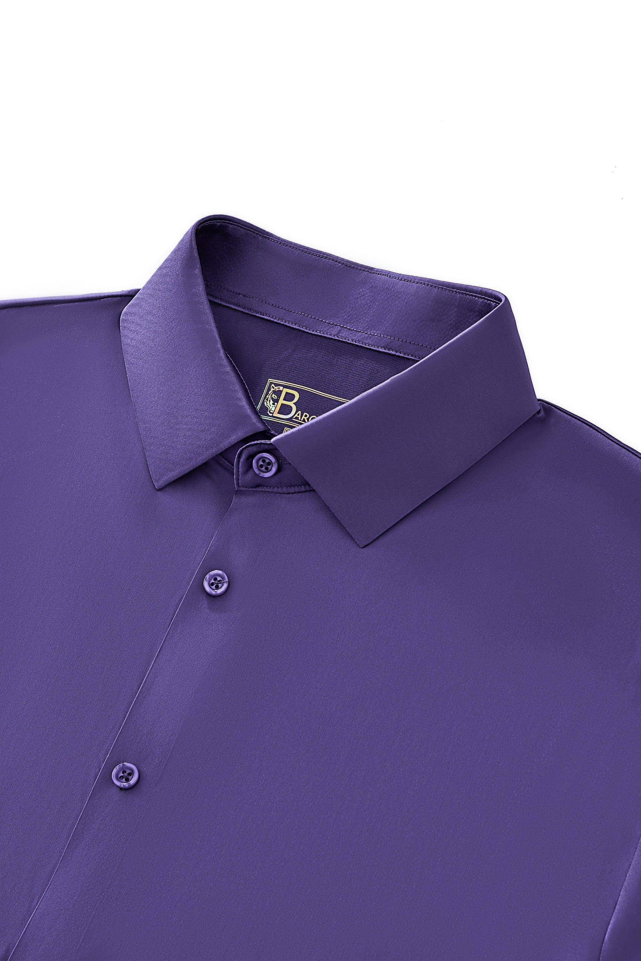 SIGNITURE SATIN STITCHLESS LS Shirt PURPLE