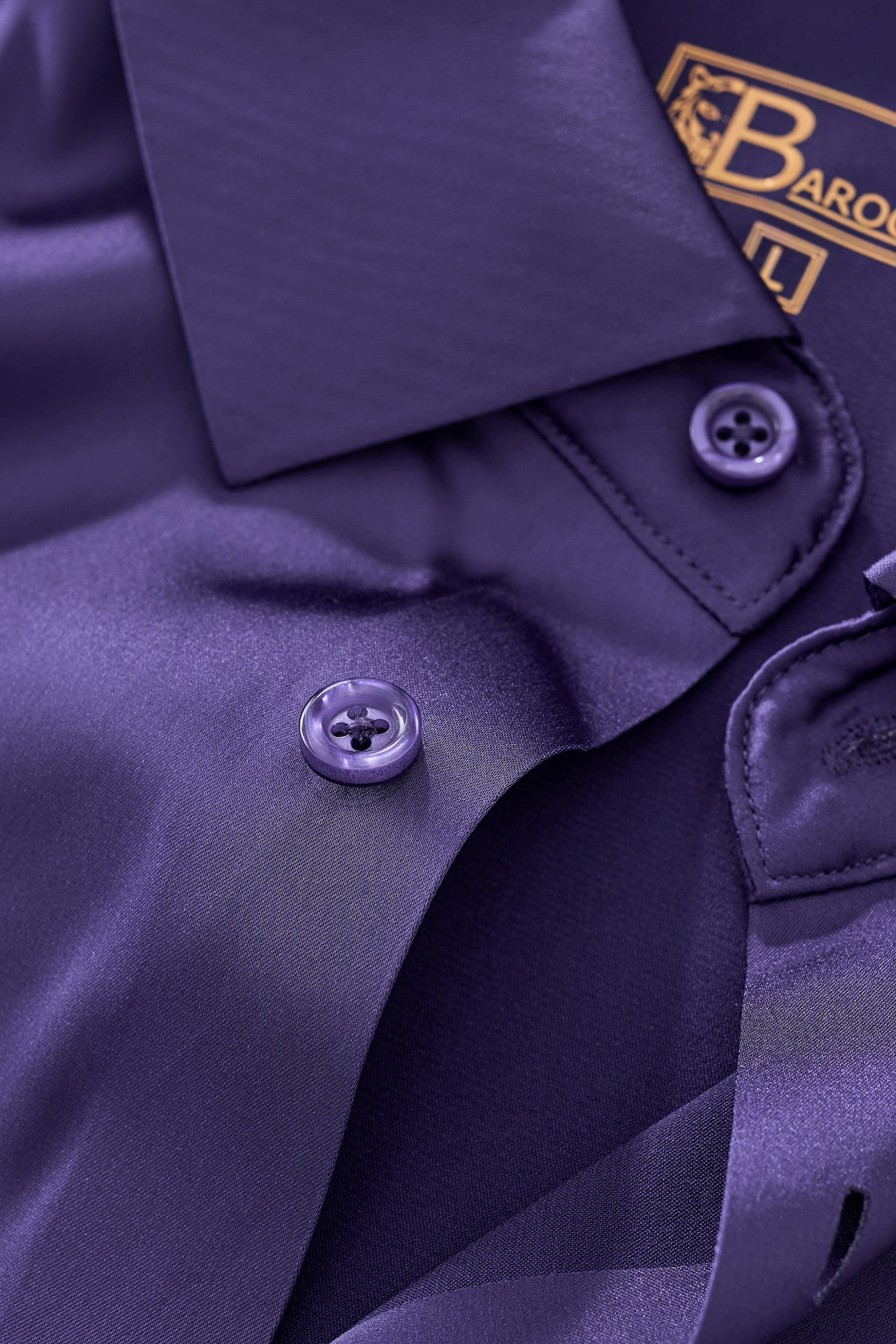 SIGNITURE SATIN STITCHLESS LS Shirt PURPLE