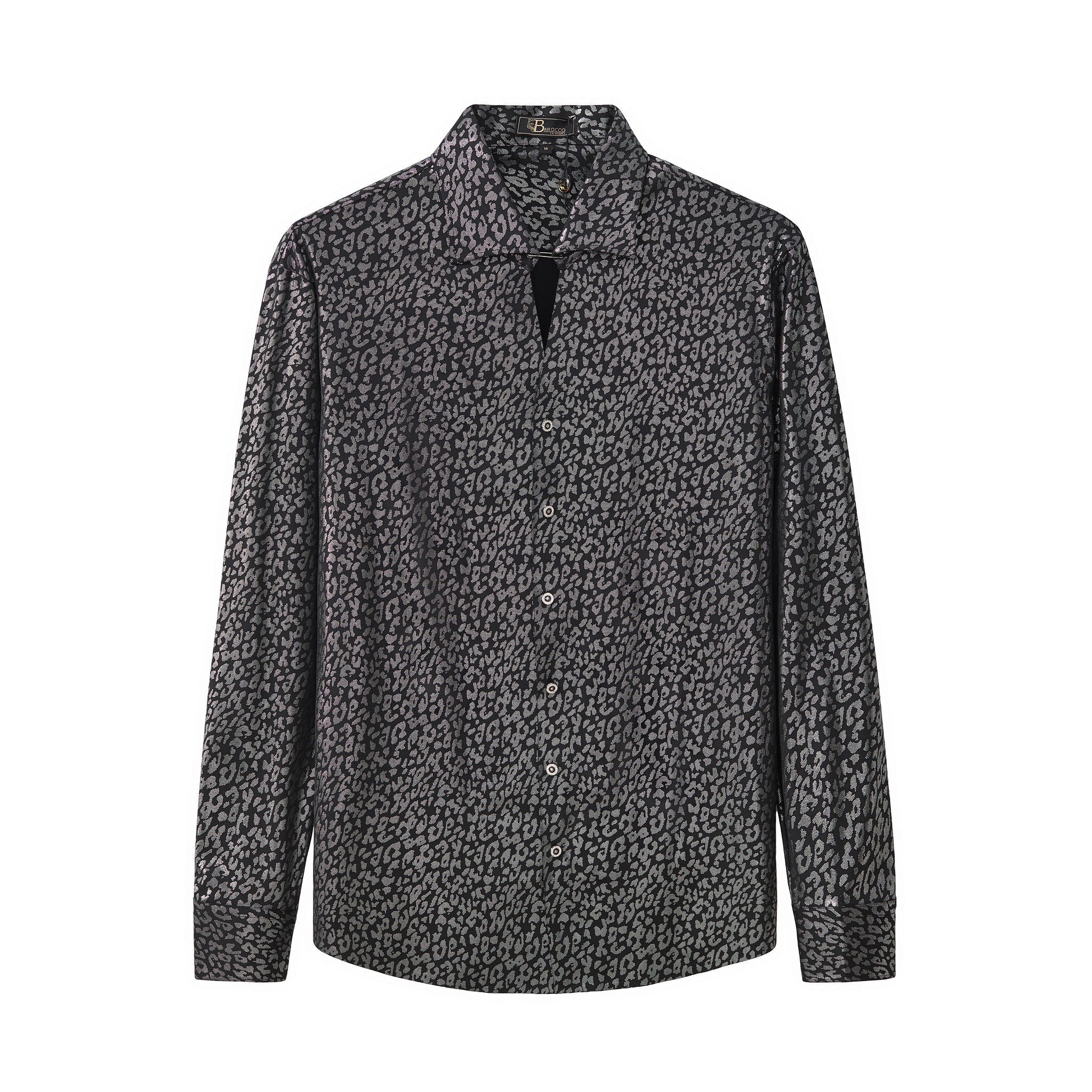Tonal Leopard Jacquard Shirt BLACK