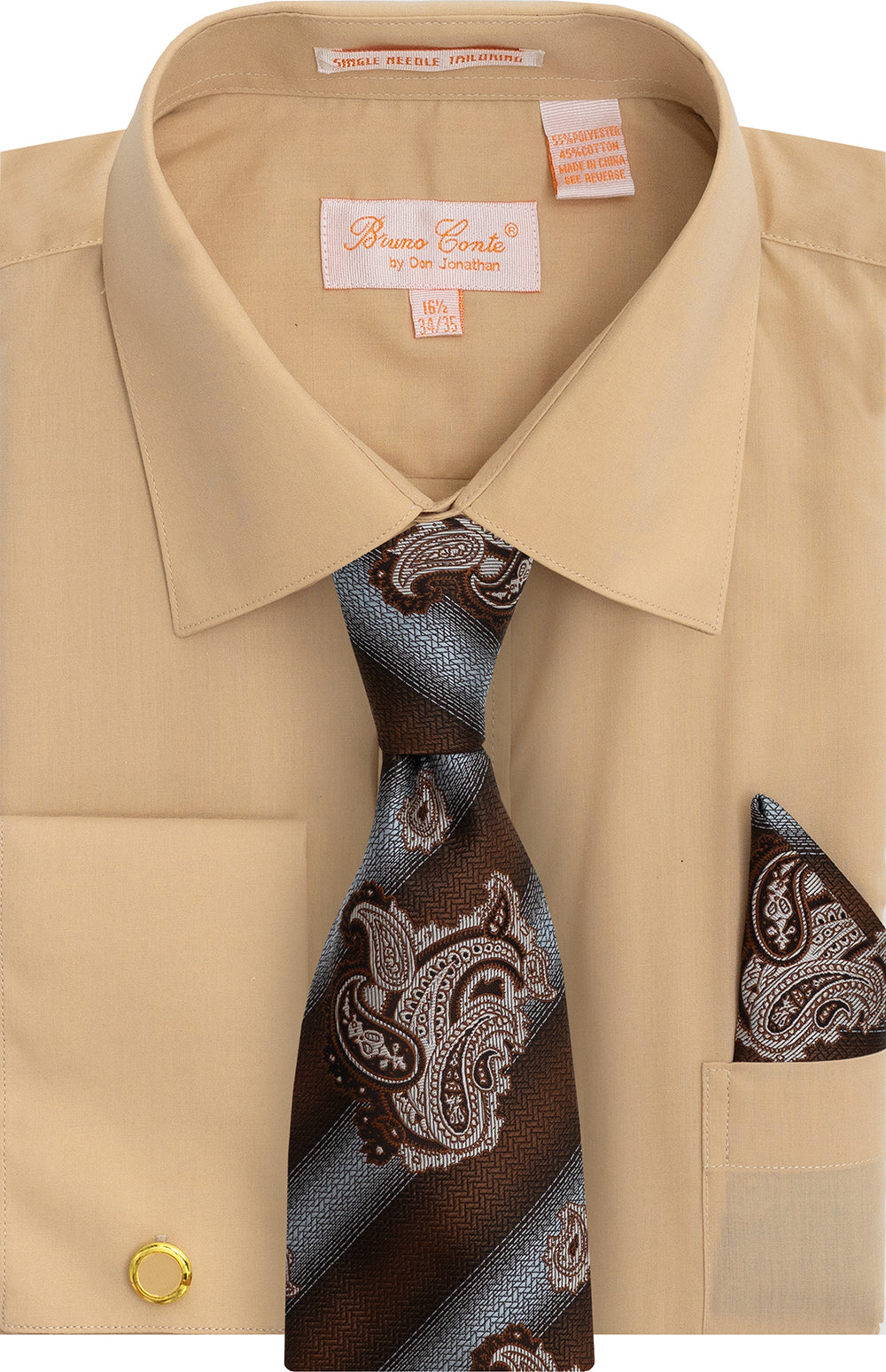 Bruno Contee 1184 Shirt Tie Set Tan