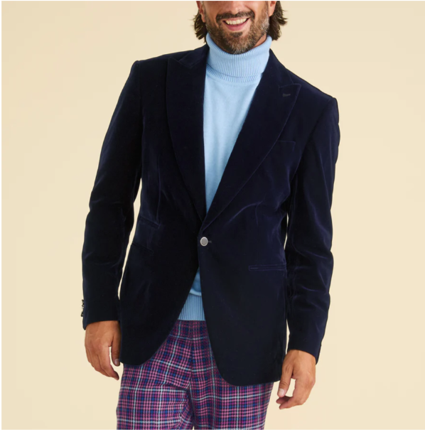 Inserch BL-007 Velvet Blazer Navy