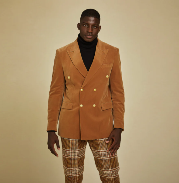 Inserch BL-502 Dobuled Breasted Blazer Brown Sugar