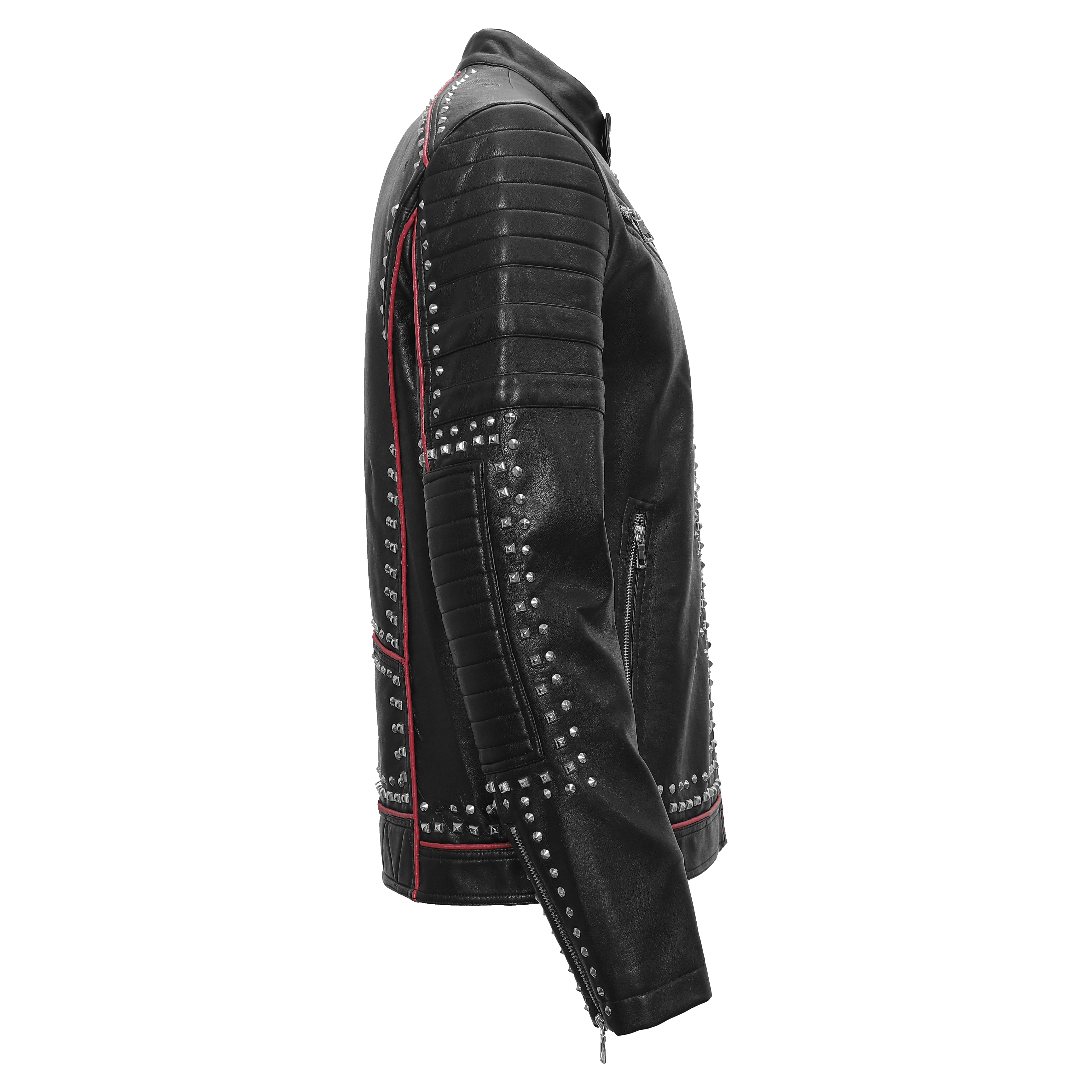 Urban Glimmer PU Leather Moto Jacket BLACK