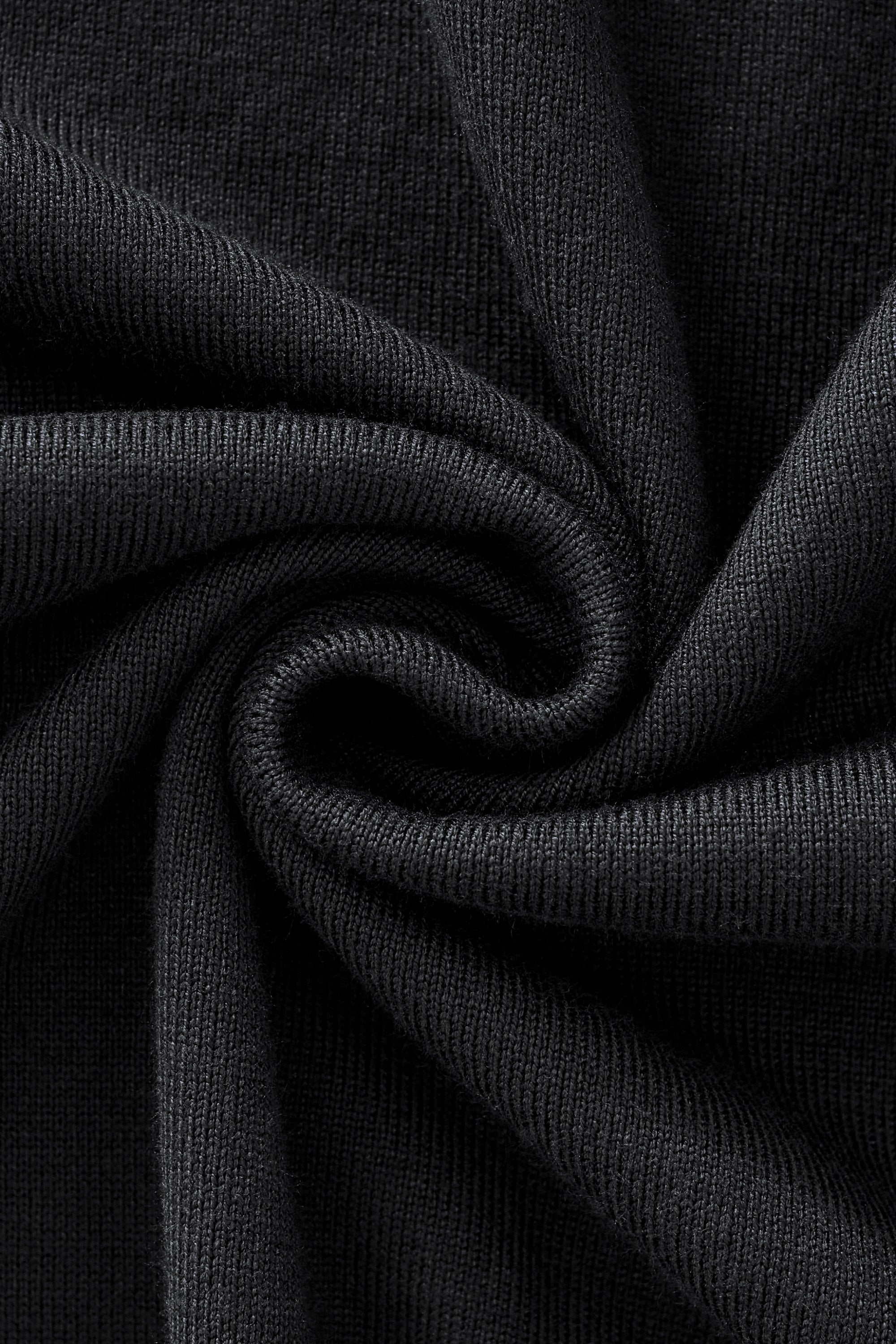 Halo Contrast Collar Knit LS BLACK