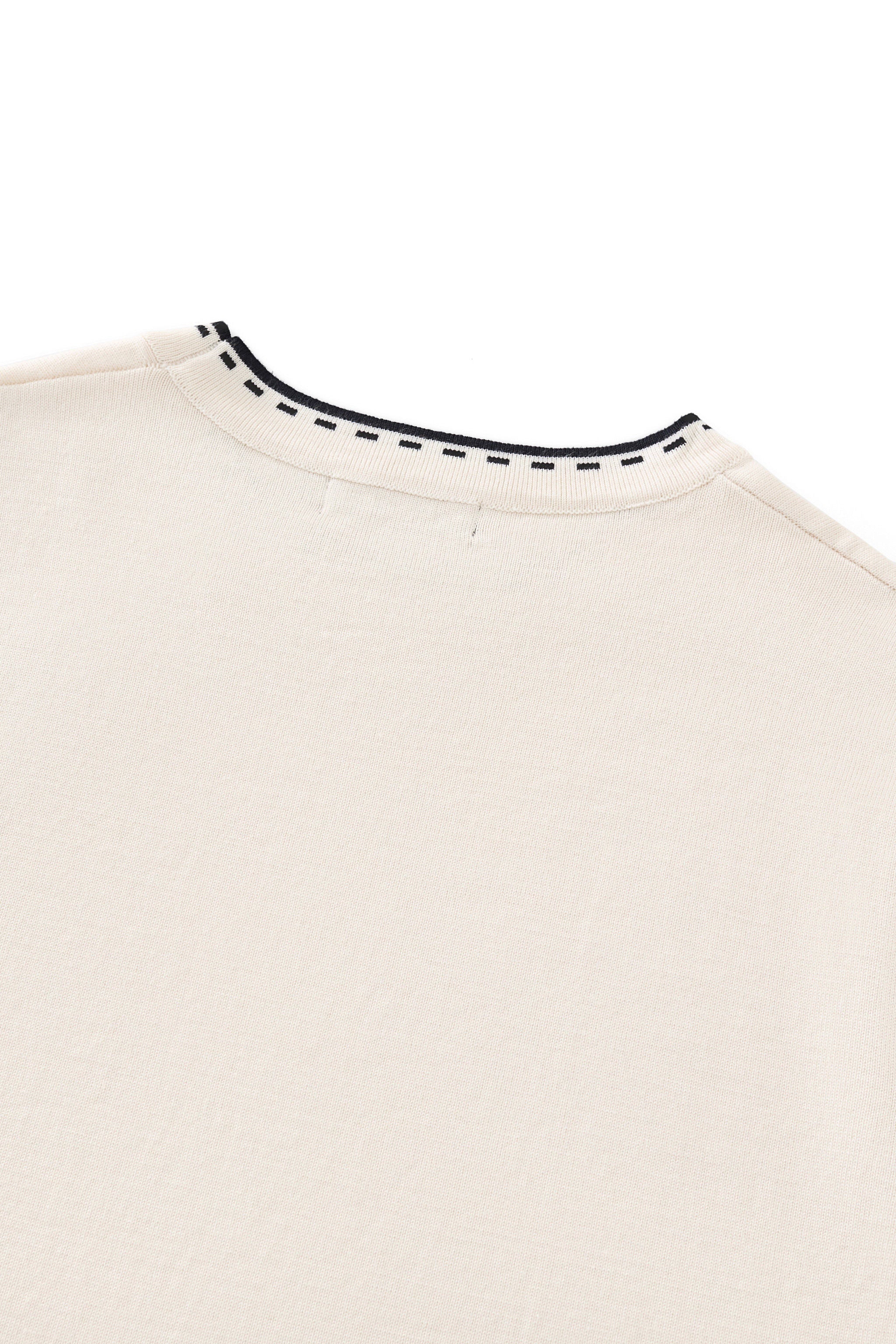 Axis Contrast Stitch Knit LS IVORY