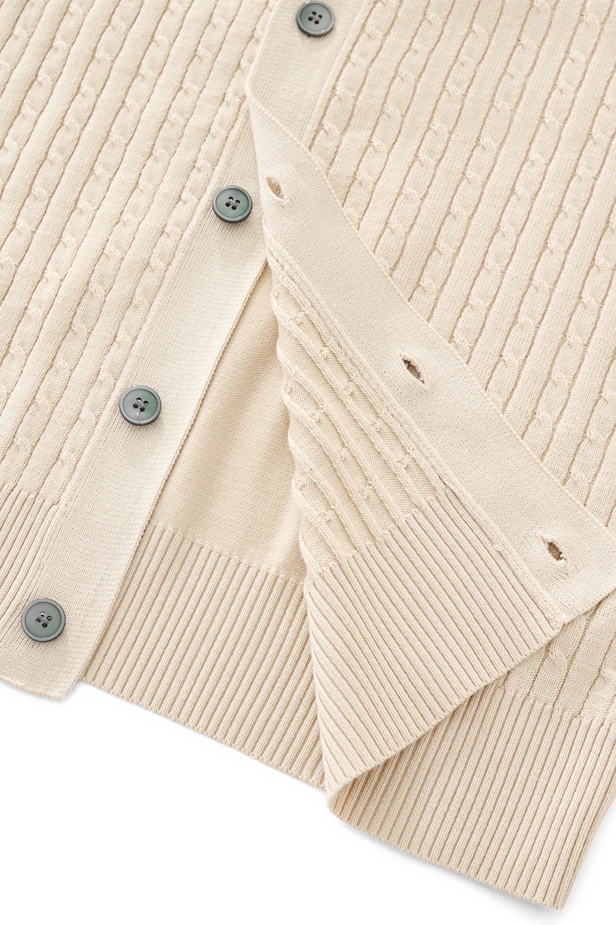 Marquee Cable Knit Cardigan LS IVORY