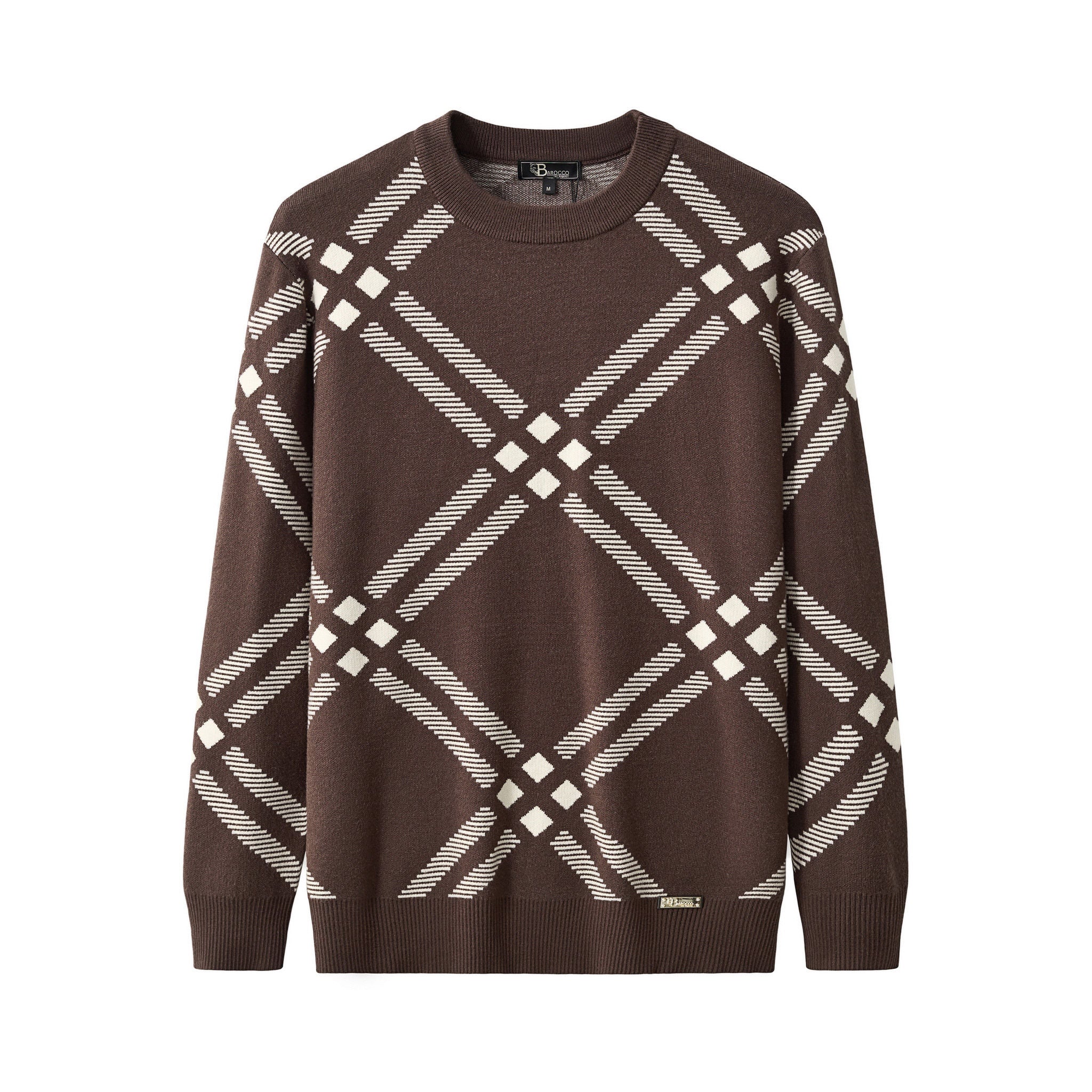 Paramount Lattice Knit LS BROWN