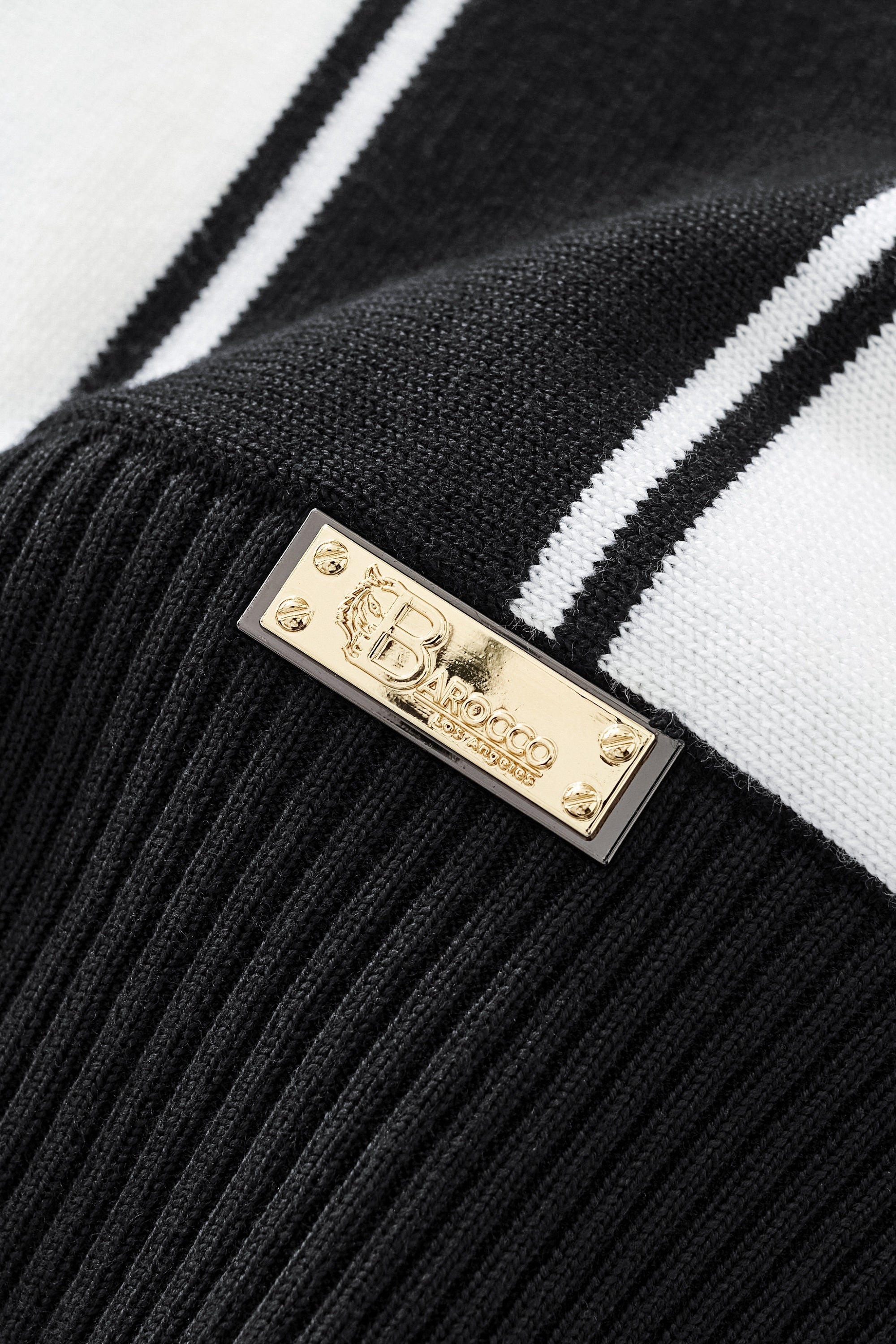 Vanguard Stripe Knit Polo LS BLACK
