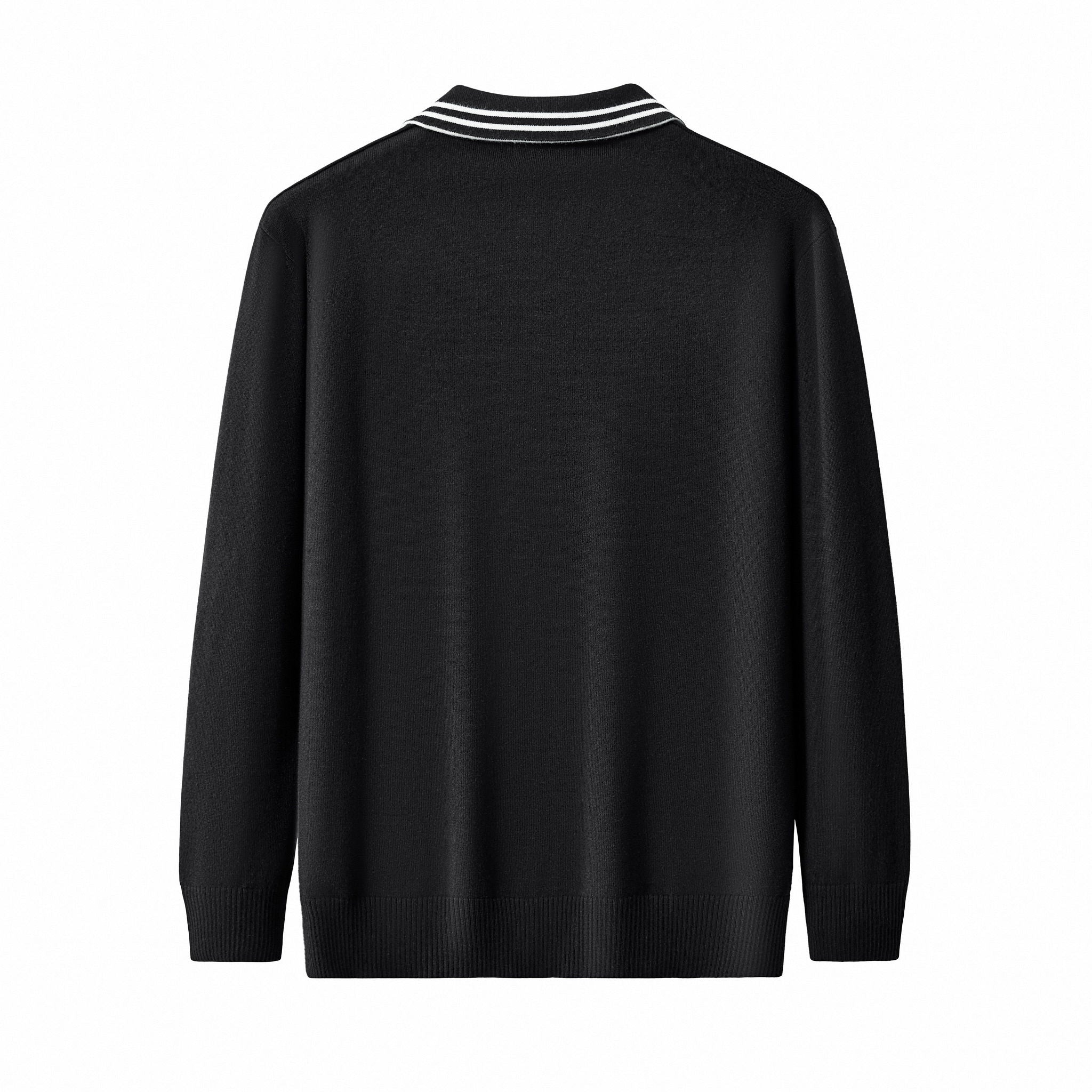 Monarch Tipped Collar Knit Polo LS BLACK